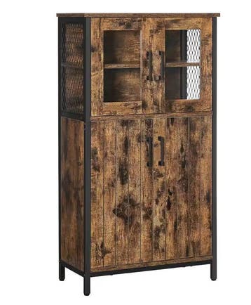 Industriële keukenkast met glasdeuren – highboard 60×30×108, Verzenden, Nieuw