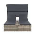 Polyrotan Loungebed / Ligbed Syros - Grijs - 2 personen - In, Tuin en Terras, Ligbedden, Verzenden, Nieuw