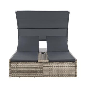 Polyrotan Loungebed / Ligbed Syros - Grijs - 2 personen - In, Verzenden, Nieuw