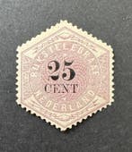 Nederland 1877 - Telegramzegel 25 cent met attest H., Postzegels en Munten, Postzegels | Nederland, Gestempeld