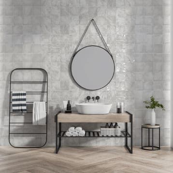 Wandtegel Agostino Brume Handvorm Lichtgrijs Glans 13x13, Nieuw, Minder dan 20 cm, 10 m² of meer, Wandtegels