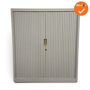 Aspa - Roldeurkast - 130x120x47 cm - Oud grijs - 3 legborden, Werkplek, Ophalen of Verzenden, Gebruikt, Kast