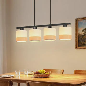 Vintage Hanglamp 4-Lichts E27 Stof met Verstelbare Hoogte vo, Verzenden, Nieuw
