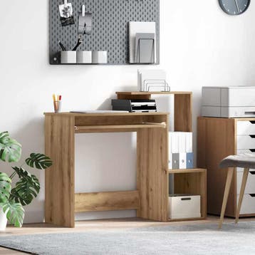 vidaXL Bureau Artisan Eiken 106 x 41 x 88.5 cm Bewerkt hout, Huis en Inrichting, Verzenden, Nieuw