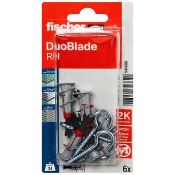 Gipsplaatplug met ronde haak | Fischer DuoBlade | 6 stuks, Verzenden, Nieuw