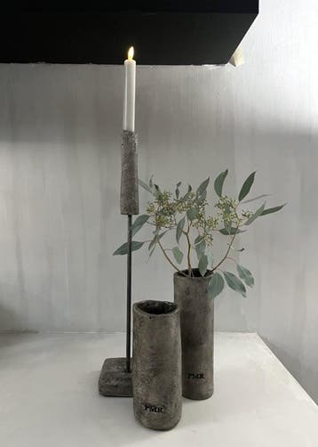 PMR stenen cilinder vaas Sober 22 cm, Ophalen of Verzenden, Nieuw