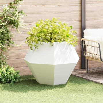 vidaXL Plantenbak Wit 100 x 100 x 80 cm Staal, 100 cm of meer, Verzenden, Nieuw, Metaal