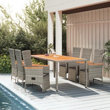 vidaXL 7-delige Tuinset met kussens poly rattan grijs, Verzenden, Nieuw, 6 zitplaatsen, Tuinset