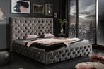Design tweepersoonsbed PARIS 160x200cm grijs fluweel, Ophalen of Verzenden, Nieuw