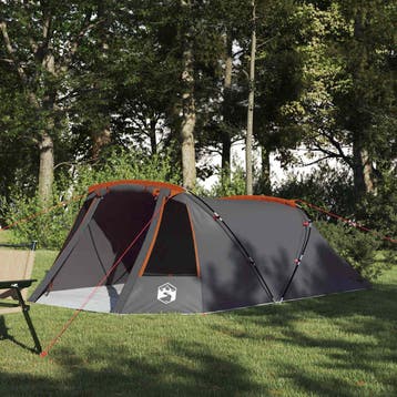 vidaXL Tunnel Tent 3-Person 3-persoons Grijs en Oranje, Verzenden, Nieuw, Tot en met 2