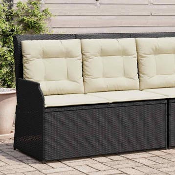 vidaXL Tuinbankje verstelbaar met kussens poly rattan zwart, Verzenden, Nieuw