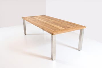 4 Seasons Outdoor Casa Teak tafel rvs poten 240 x 110 cm |, Tuin en Terras, Tuinsets en Loungesets, Ophalen of Verzenden, Nieuw