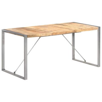vidaXL Eettafel 160x80x75 cm massief ruw mangohout, Huis en Inrichting, Verzenden, Nieuw