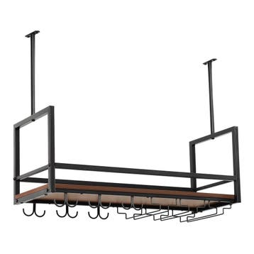 Wijnrek Borejle wandrek zwart en walnootkleurig 80x30x64 cm, Huis en Inrichting, Keuken | Keukenelementen, Verzenden, Nieuw