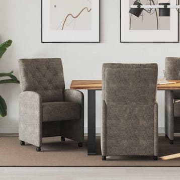 vidaXL Eetkamerstoelen met Wieltjes 2 st Nep Suede Leer, Huis en Inrichting, Stoelen, Verzenden, Nieuw, Grijs