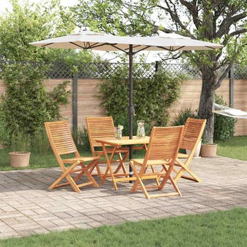vidaXL Tuin eettafelset 5 st Bruin Massief Acaciahout, Verzenden, Nieuw, 5 zitplaatsen