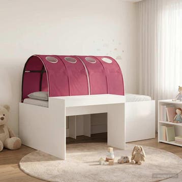vidaXL Bedframe met tunnel met plank 3 st Wit en Rood, Verzenden, Nieuw, Wit, Hout