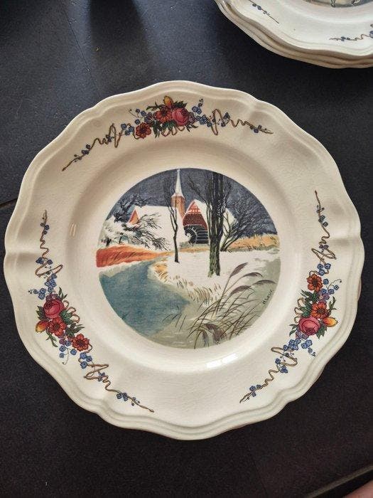 Sarreguemines - H.Loux - Bord (23) - obernay - Aardewerk, Antiek en Kunst, Antiek | Meubels | Tafels