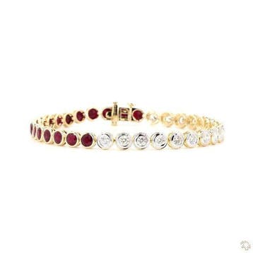 Armband - 14 karaat Geel goud - 6.68ct. tw. Robijn - Diamant, Nieuw