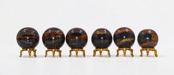 Prachtige set van 6 Hawk Eye-bolletjes – natuurlijke zwarte,
