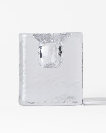 HEMA Kandelaar 5x5cm Kub glas gehamerd transparant, Verzenden, Nieuw