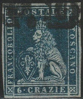 Italiaanse oude staten - Toscane 1852 - I^ Em. 6 cr., Gestempeld