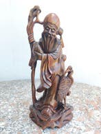 Figuur - Vecchio saggio con pellicano - Kersenhout - China