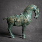 Beeld, Tang-Dynasty stijl paard 26 cm - 22 cm - Brons