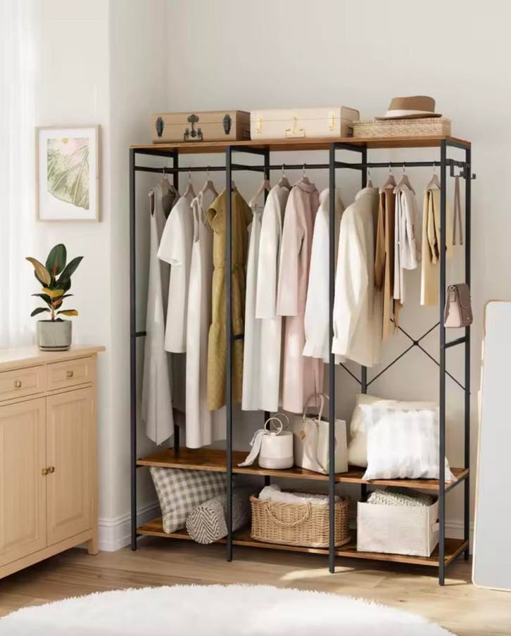 Open Kledingkast met Kledingrek - Vintage Design - Hout, Huis en Inrichting, Kasten | Kledingkasten, 25 tot 50 cm, Met lade(s)