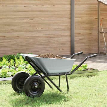 vidaXL Kruiwagen Zilver en Zwart 100 L 180 kg Gegalvaniseerd, Tuin en Terras, Verzenden, Nieuw