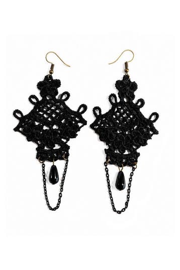 KIMU® Oorbel Kant Zwart Great Gatsby Roaring Twenties Blinde, Kunststof, Verstelbaar, Zwart, Nieuw
