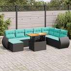 vidaXL 9-delige Loungeset met kussens poly rattan zwart, Verzenden, Nieuw, Rotan, Loungeset
