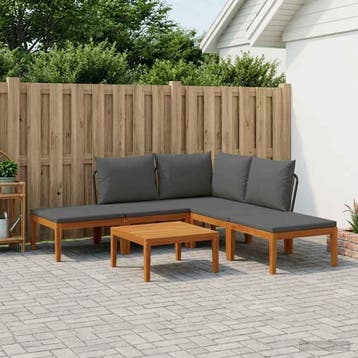 vidaXL 6 st Massief acaciahout & touw Naturel, Verzenden, Nieuw, 6 zitplaatsen