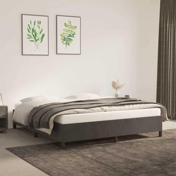 vidaXL Bedframe zonder matras 160x200 cm fluweel donkergrijs, Verzenden, 200 cm, 160 cm, Nieuw