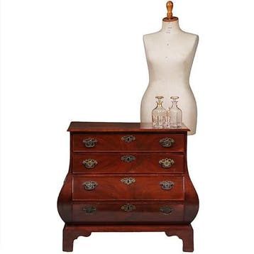 Kleine  Haagse commode in mahonie  3-zijdig gebogen met 4 la, Antiek en Kunst, Ophalen of Verzenden