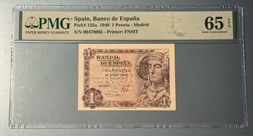Spanje. - 1 Peseta 1948 - Pick 135a (Zonder minimumprijs)