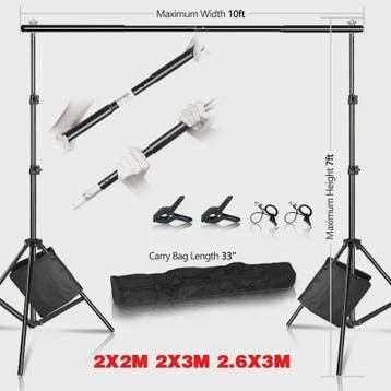Professionele Achtergrond Stand Set (2x2M, 2x3M, 2.6x3M) - D, Verzenden, Nieuw