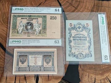 Rusland. - 3 slabbed banknotes - 1898/1918 - Pick S414c, 15,
