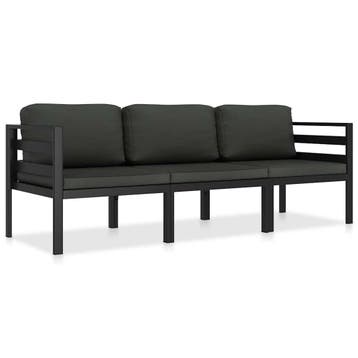 vidaXL 3-delige Loungeset met kussens aluminium antraciet, Tuin en Terras, Tuinsets en Loungesets, Verzenden, Nieuw, Aluminium