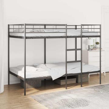 vidaXL Stapelbed zonder matras 100x200 cm staal zwart, Huis en Inrichting, 100 cm, Eenpersoons, Verzenden, Zwart