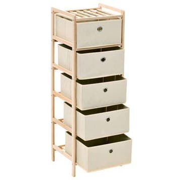 VidaXL opbergmeubel met 5 stoffen manden, beige, Ophalen, Nieuw