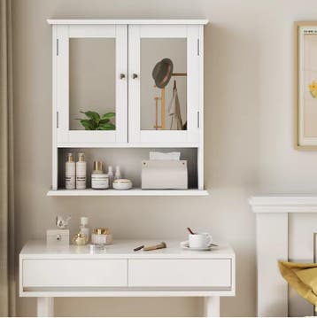 Witte Badkamer Spiegelkast – Wandkast met Open Vak, Huis en Inrichting, Kasten | Overige, Verzenden, Nieuw