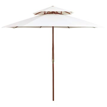 vidaXL Dubbeldekker parasol 270x270 cm houten paal crèmewit, Verzenden, Nieuw, 2 tot 3 meter