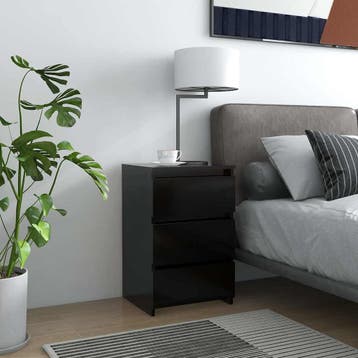 vidaXL Nachtkastje 40x35x62,5 cm bewerkt hout zwart, Minder dan 45 cm, Verzenden, Nieuw, 55 tot 70 cm