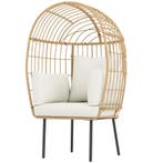 TRUUSK Rieten Ei-Vormige Stoel - Afneembaar Kussen - Weerbes, Tuin en Terras, Parasols, Verzenden, Nieuw