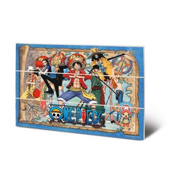 One Piece Straw Hat Pirates Map Print op Hout 20 x 30 cm, Ophalen of Verzenden, Nieuw