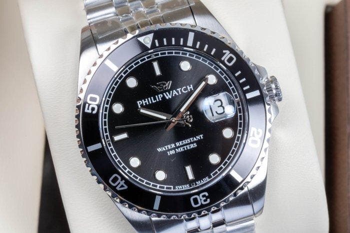 Philip Watch - Caribe Sport - Black - Swiss Made - Date -, Sieraden, Tassen en Uiterlijk, Horloges | Heren
