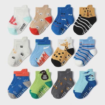 6 Paar Katoenen Kindersokken met Antislip & Leuke Dierenprin, Kinderen en Baby's, Verzenden, Nieuw