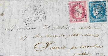 Frankrijk 1870 - Boule de Moulins uit Bordeaux naar Parijs, Gestempeld