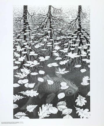 M.C. Escher (1898-1972), after - Three Worlds, Drei Welten, Antiek en Kunst